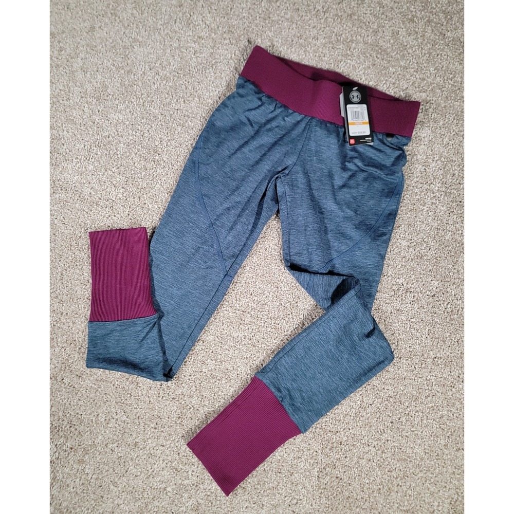 Under Armour Fitted Jogging Pants Small Gray Womens Knit Tapered Gym NWT $60